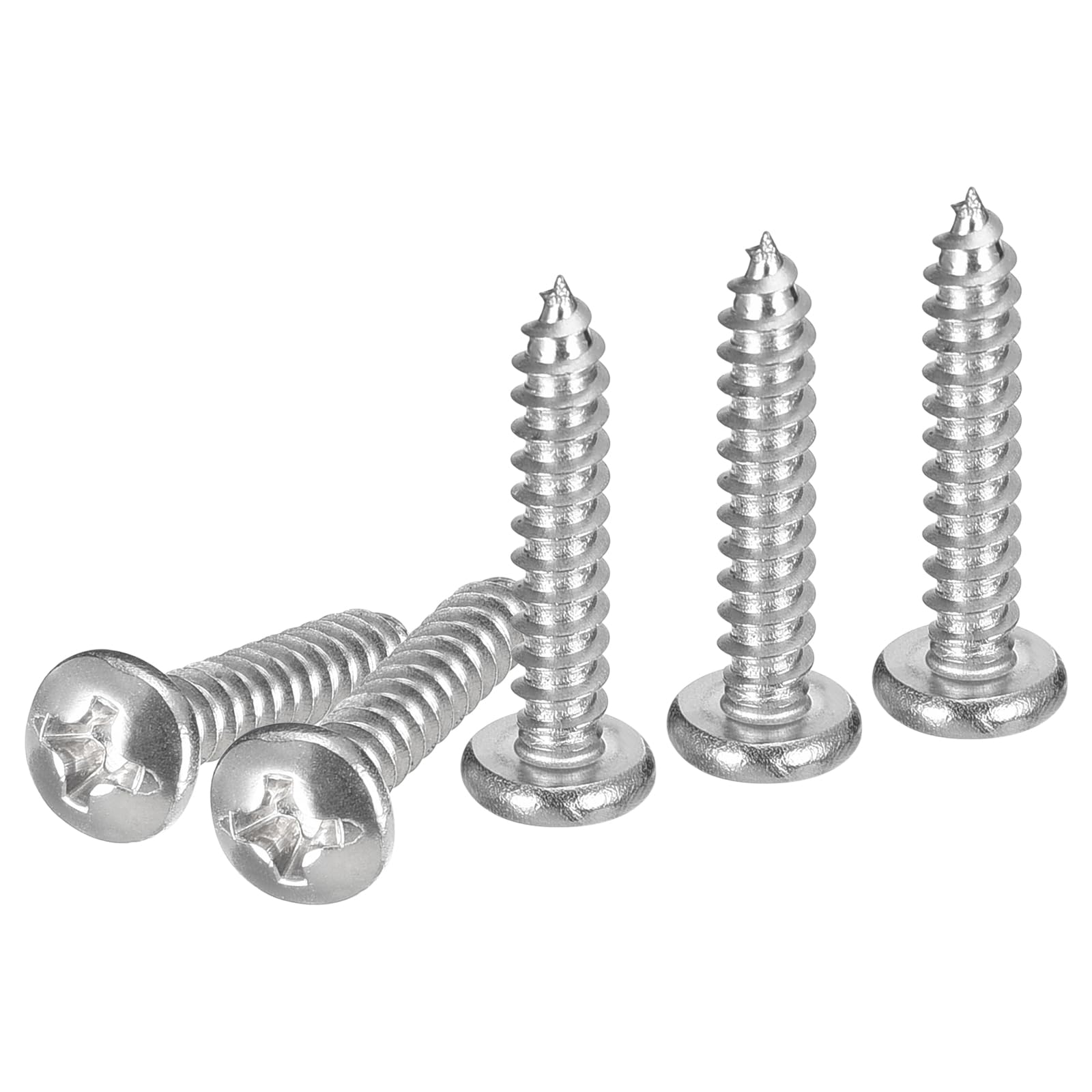 DTGN #6x3/4" Phillips Pan Head Self-tapping Screw - 100Pack - Bright Finish 304 Stainless Steel Sheet Metal Screws Wood Screws — image 1