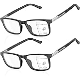 DEHOTRE Progressive Multifocus Reading Glasses Men Flexible TR90 Frame Readers Stainless Steel Arm Rubber Temple Spring Hinge