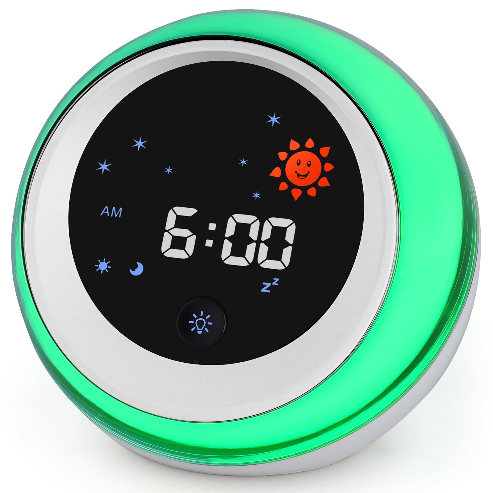 TIMEFUN Kids Alarm Clock, Ok to Wake Clock with Sun & Star, Sound Machine, Night Lights, Nap Timer, Sleep Training Clock for Toddlers, Child