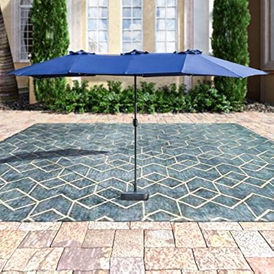Amazon Com Patiofestival Double Sided Outdoor Umbrella 15x9 Ft Aluminum Garden Large Umbrella With Tilt And Crank For Market Camping Swimming Pool Middle Blue Garden Outdoor