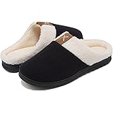 MarsRoad Mens House Slippers with Memory Foam Middle Sole Comfort Fuzzy Plush Lining and Breathable Knit Upper Indoor Slip on