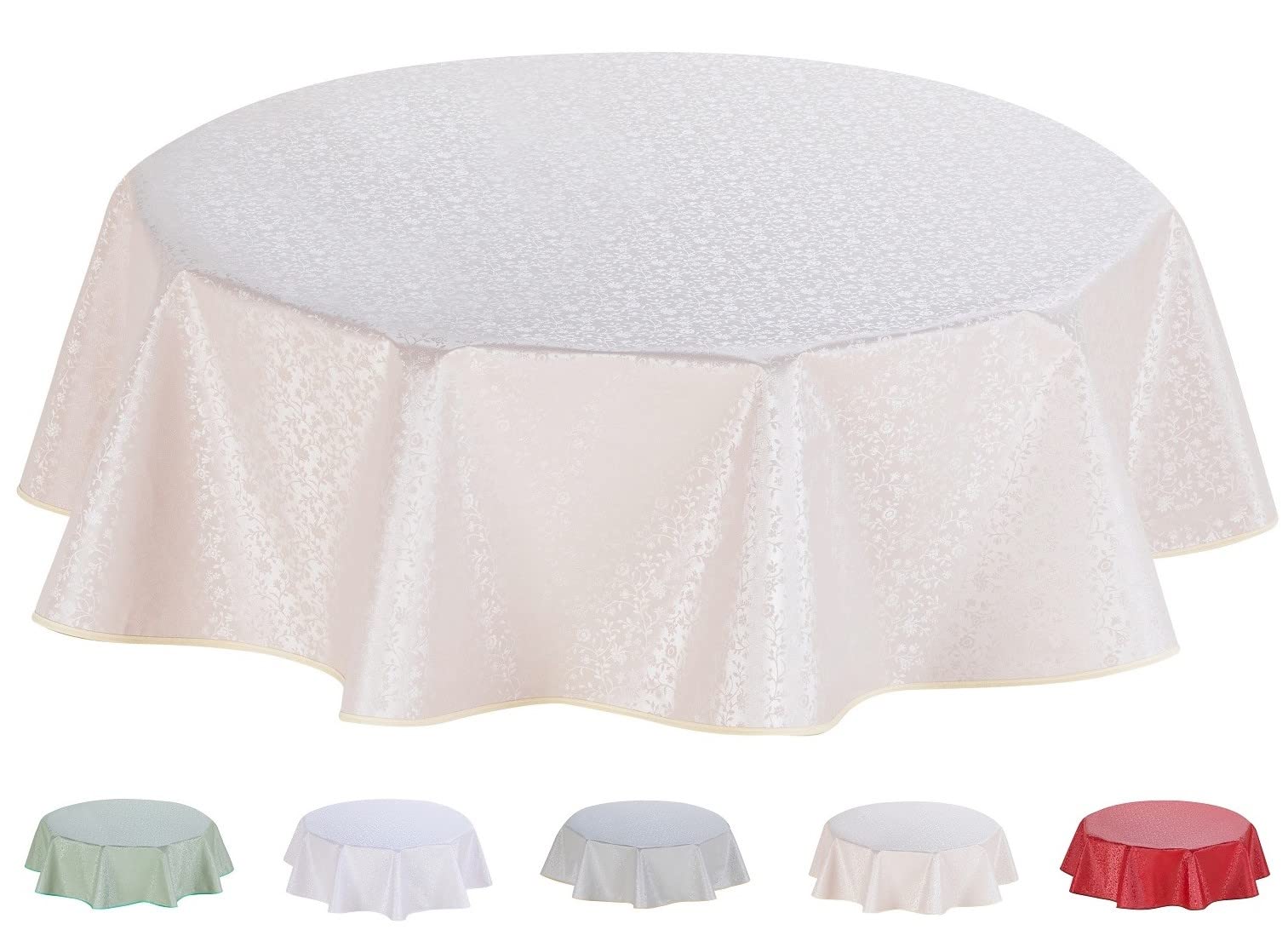 Home Direct Round Embossed Oilcloth PVC Wipe Clean Tablecloth 155cm 61" Beige Grey