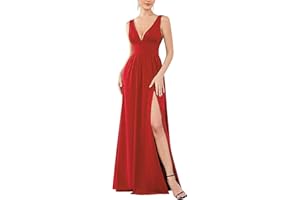 Ever-Pretty Women's Deep V-Neck Sleeveless Side Slit Floor Length Bridesmaid Wedding Guest Dress 0168B