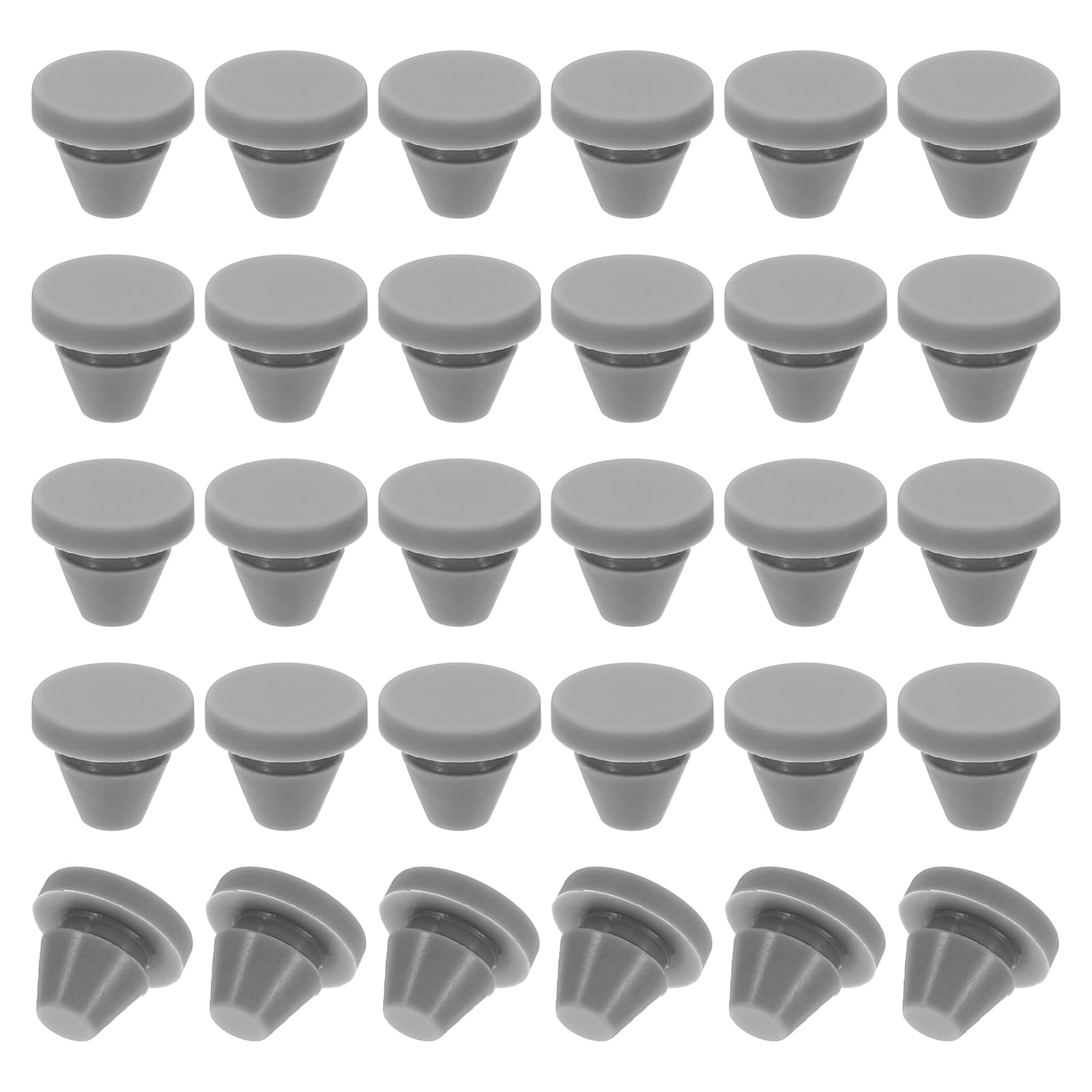 PATIKIL 7mm Diameter Silicone Round Snap, 30 Pcs in Type Locking Furniture Hole Plug Button Protective Cover Cap Head Fit for 2.5-7mm Hole for Seal Bulkhead Cylinder Hole, Grey