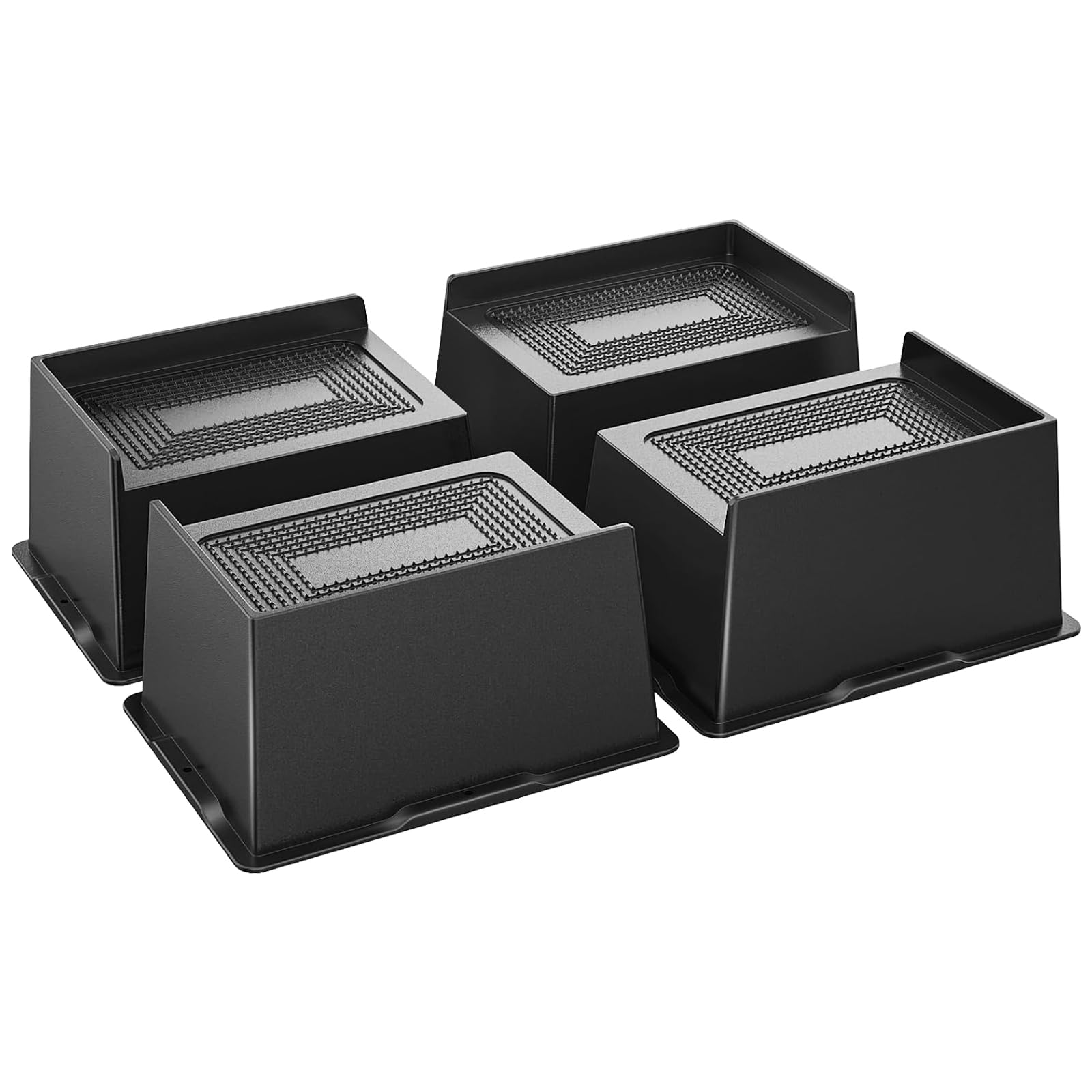 MYMULIKE Bed Risers 4 inch Heavy Duty Furniture Risers, Up to 6000 Lbs Bed lifts Blocks for Couch Desk Sofa Table Bookshelf（Black 4 Pack,4 Inch）
