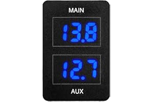 Dual Battery Volt Meter Main AUX for Toyota Landcruiser Prado Hilux RAV4 and More LED Blue