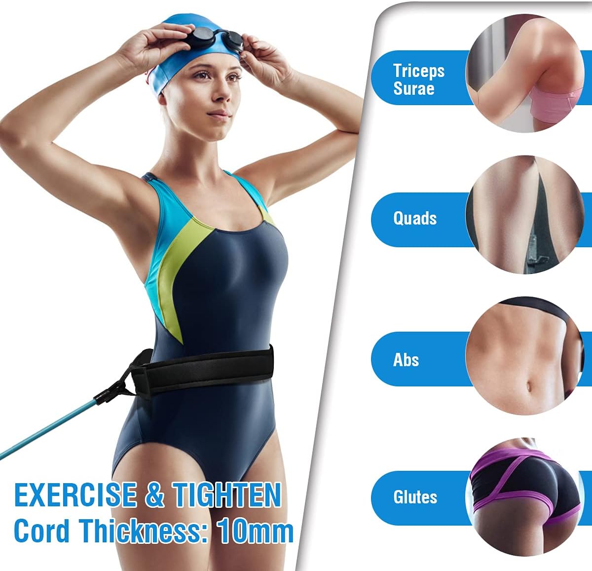 Swim Training Belts, Swim Training Leash, Swim Tether Stationary Swimming, Swim Harness Static Swimming Belt, Swim Bungee Cords Resistance Bands (Blue, 4) : Sports & Outdoors
