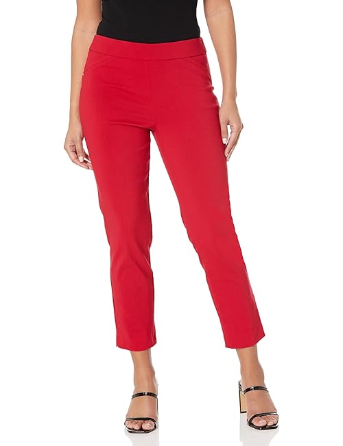 Briggs New York Women’s Super Stretch Millenium Slimming Pull-on Ankle Pant, New red Amore, 16