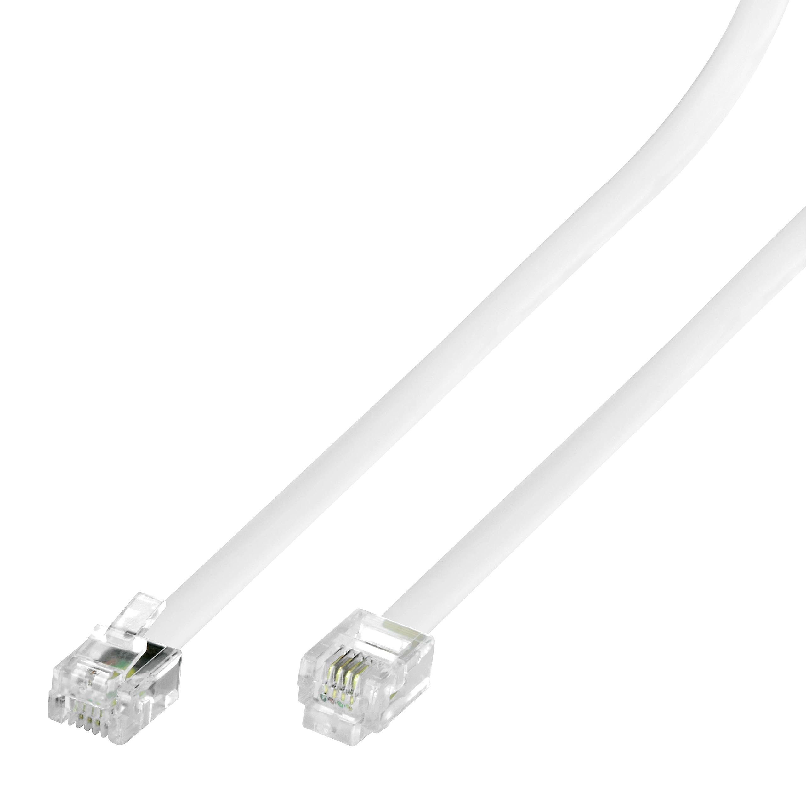 RJ11 6P4C Modular Telephone Extension Cable Phone Cord Line Wire (50 Feet, White) — image 1