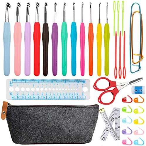BnbPro Crochet Hook Set 43 Pack with Ergonomic Crochet Yarn Needles Crochet Case Accessories Kit for Beginners Knitting Lovers- Free Ebook