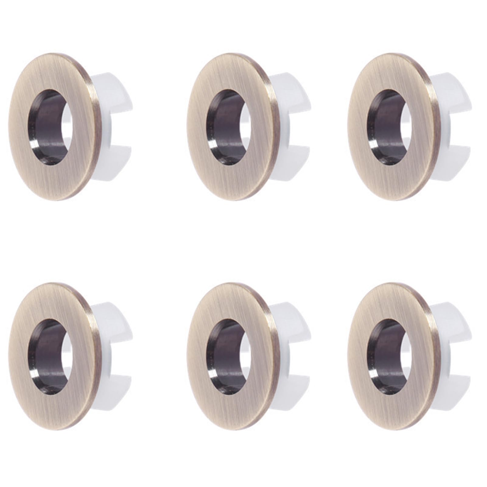 6 Pcs Sink Overflow Caps, Copper Round Basin Hole Cover, Drain Sink Overflow Ring for Kitchen, Hand Basins (Bronze)