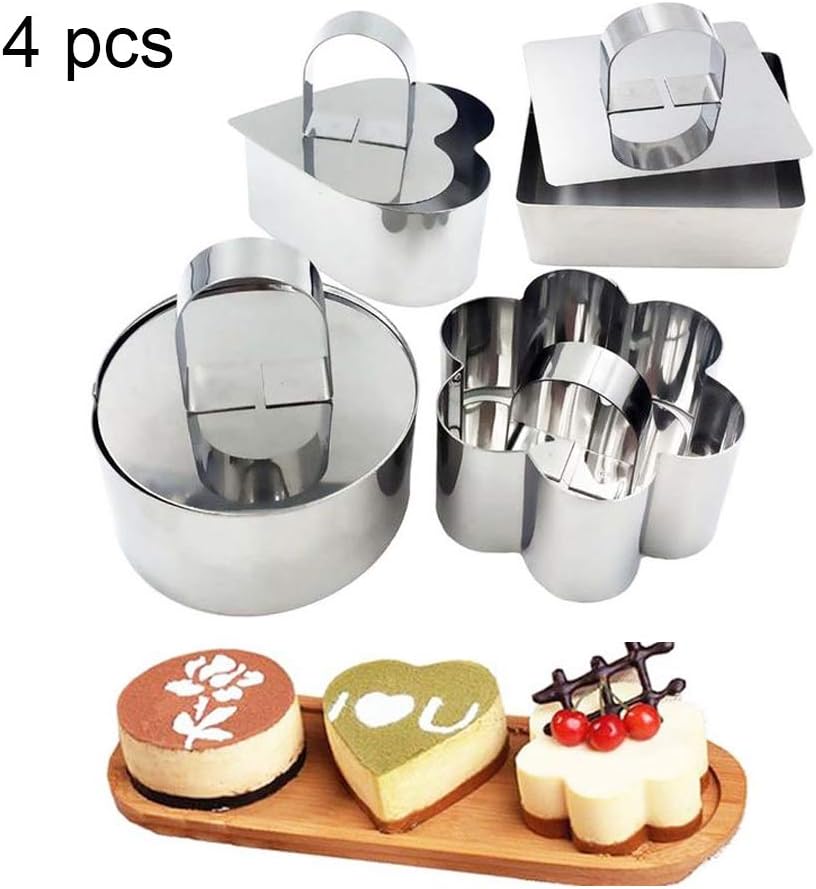 Stainless Steel Mousse Ring Set of 4, Mini Fondant Cheese