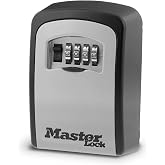 Master Lock 5-Key Combination Safe Black/Silver 5401D | Wall Mounted Key Lock Box For Realtors, Landlords, Property Managers; Secure Key Storage, Resettable 4-digit Code