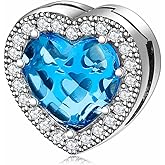 MEITAIHE Initial A-Z Letter Charm Alphabet Beads Reflexion Charms 925 Sterling Silver Reflexions Heart Dangle Clip Charm Birthday Bracelets for Women (Blue crystal)