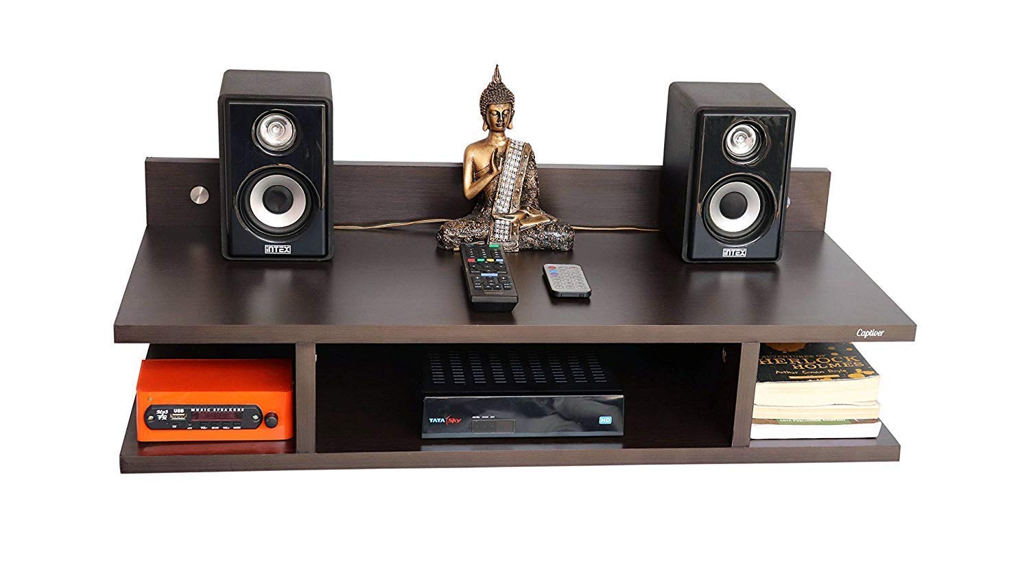 Red Apple Decor Wooden Wall Shelf Pot Stand Router Stand WiFi Modem