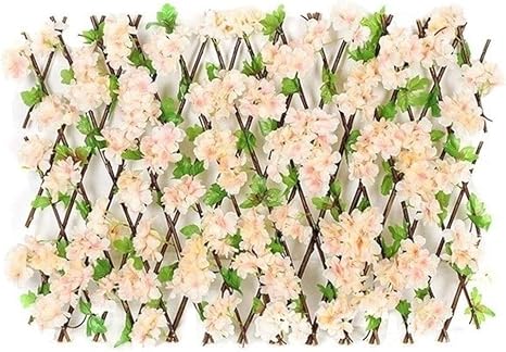 Amazon 6種類の桜の花の葉の庭の装飾木製収納式フェンス屋内屋外の人工のつるの花人工リーフプライバシーフェンス Color Beige Size M 造花 オンライン通販