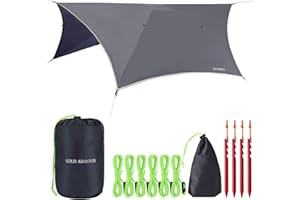 Gold Armour Rainfly Tarp for Hammock and for Tent, Camping Essentials Rain Fly Cover, Waterproof Lightweight Camping Accessories, Survival Gear Accessories for Tent (Gray)