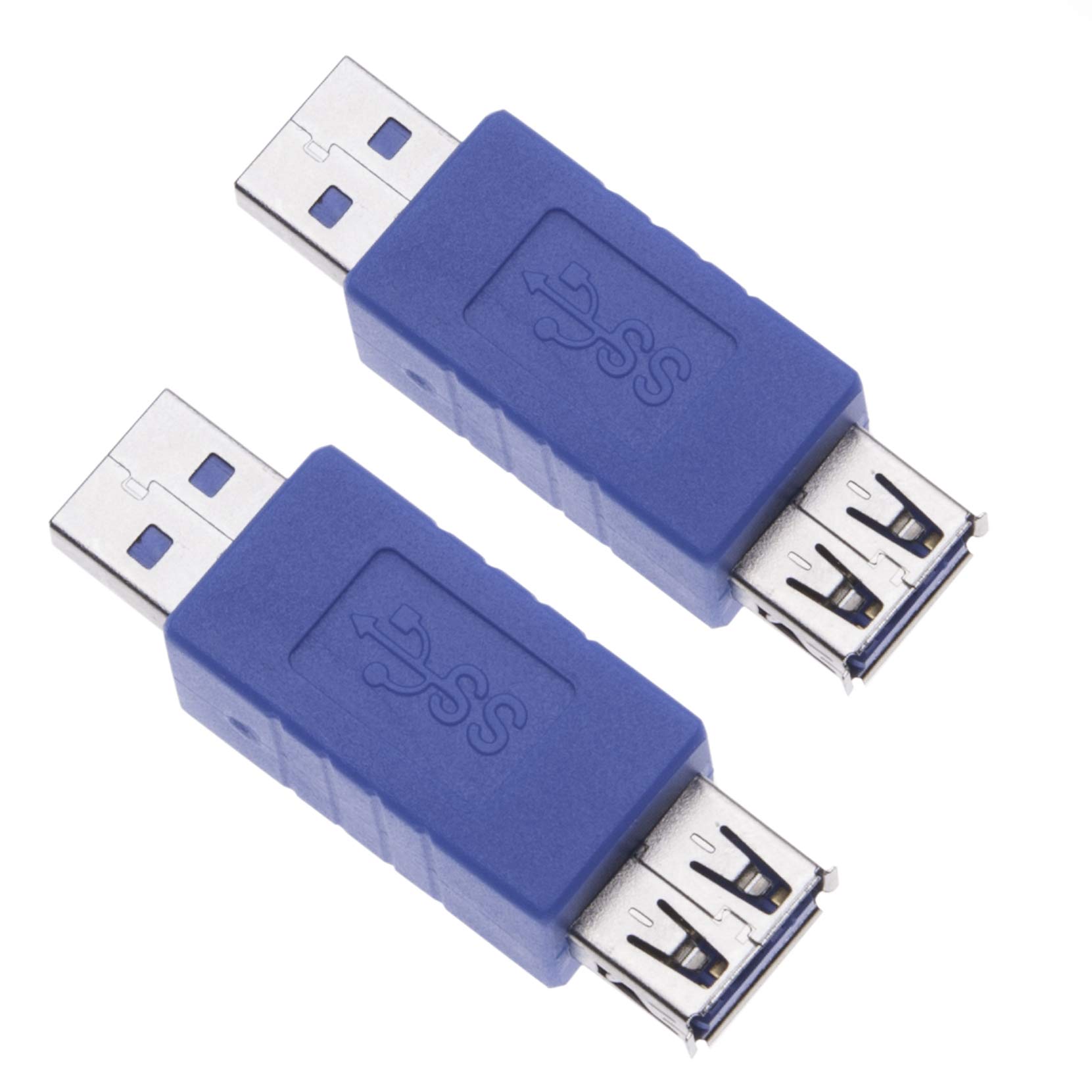 Keple 2 Pieces Quick Speed USB 3.0 Male to Female Adapter Fast 3.0 USB A Male to A Female Gender Changer Coupler Connector Short Converter for Computers, Laptops, Printers, Hard Drives (2 Pack)
