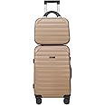 Hard Case Luggage 2 Piece Sets Carry On Luggage Lightweight With Spinner Wheels Rolling Suitcase 22x14x9 Airline Approved PC+ABS TSA Lock Hardshell Travel Carry On Hardside 14/20 Inch 2PCS,Champagne