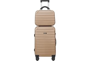 Feybaul Carry On Luggage 22x14x9 Airline Approved Suitcase 2 Piece Set PC+ABS with TSA Lock Hardshell Travel Carry-On Luggage with Spinner Wheels Small Luggage Suitcase 2-Piece Set(14/20),Champagne