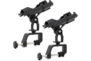 Xproutdoor 2 Pack Fishing Boat Rods Holder, Fishing Pole Rod Racks with 360 Degree Adjustable Large Clamp Opening, for Fishing Boat, Kayaks