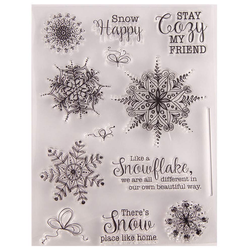Merry Christmas Christmas Snowflake Sayings Verses Greetings Clear Stamps for Christmas Cards Making Decoration and Scrapbooking Rubber Stamps for Craft