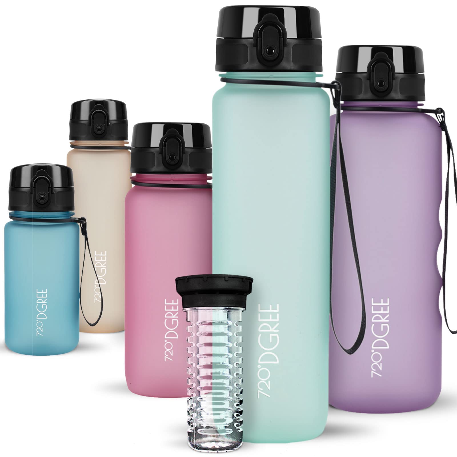720°DGREE Water Bottle “uberBottle“ - 1 L softTouch +Fruit-Infuser - BPA-Free Tritan, Leakproof, Reusable Drinking Bottle - Sports Bottle for Gym, Running, Fitness, Cycling, Travel, School & Office