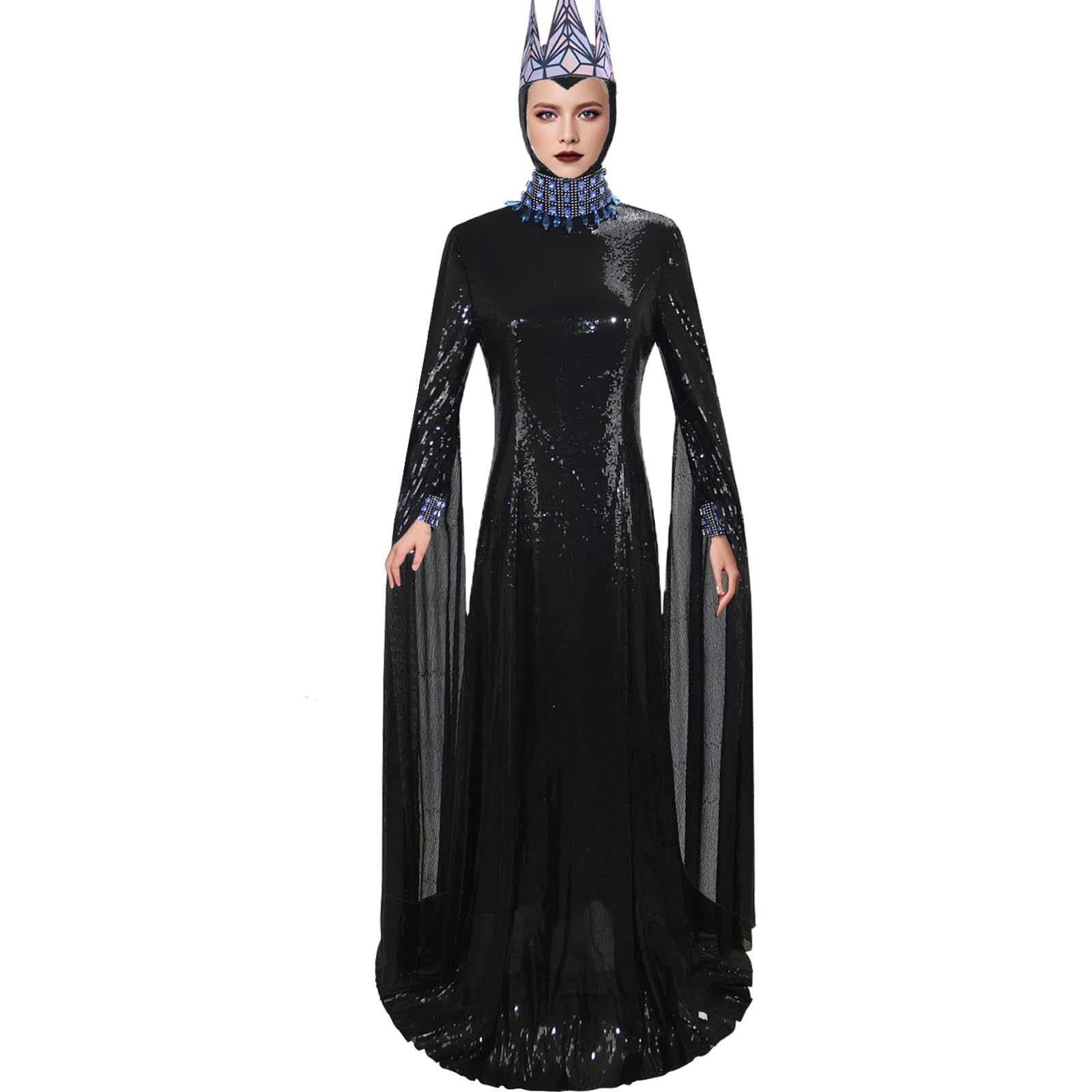 Photo 1 of Evil Queen Costume Women Princess Snow Stepmother Cosplay Outfits Adult Halloween Queen Costume Gown Dress S