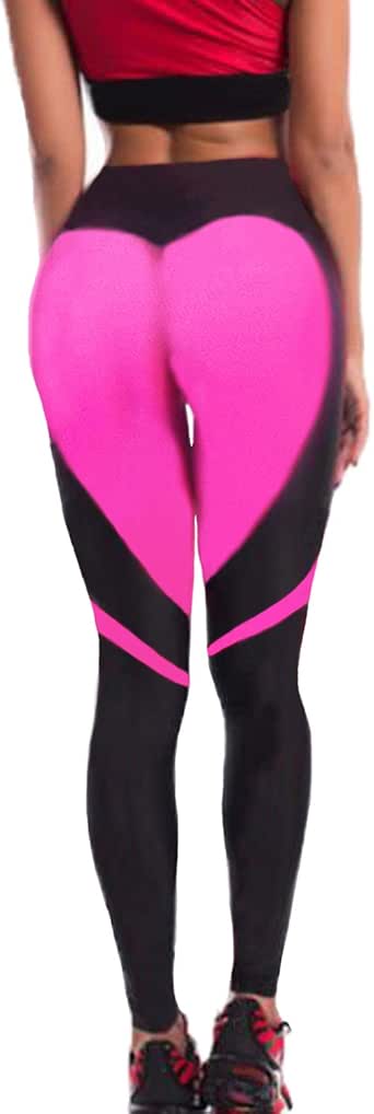 FITTOO Women's Heart High Waist Yoga Pants Pattern Gym Workout Fitness Leggings at Amazon Women 