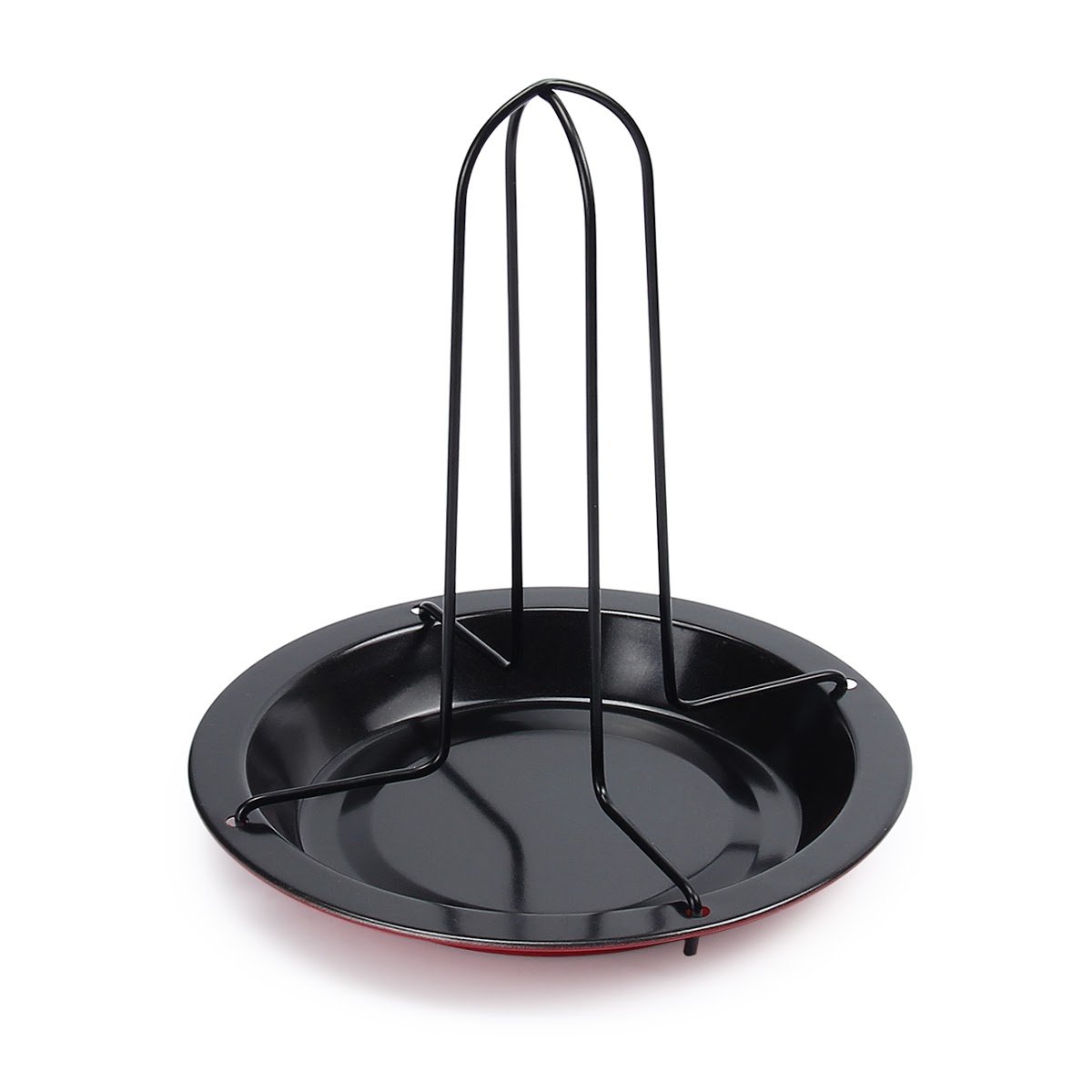 Cyberone Vertical Chicken Roaster Rack with Drip Pan Carbon Steel Non-Stick Beer Chicken Holder for Oven Barbecue Grilling Baking Cooking BBQ