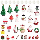 LovesTown 38 PCS Fairy Garden Christmas Accessories, Christmas Miniature Ornaments, DIY Snow Globe Figurines, Christmas Decor