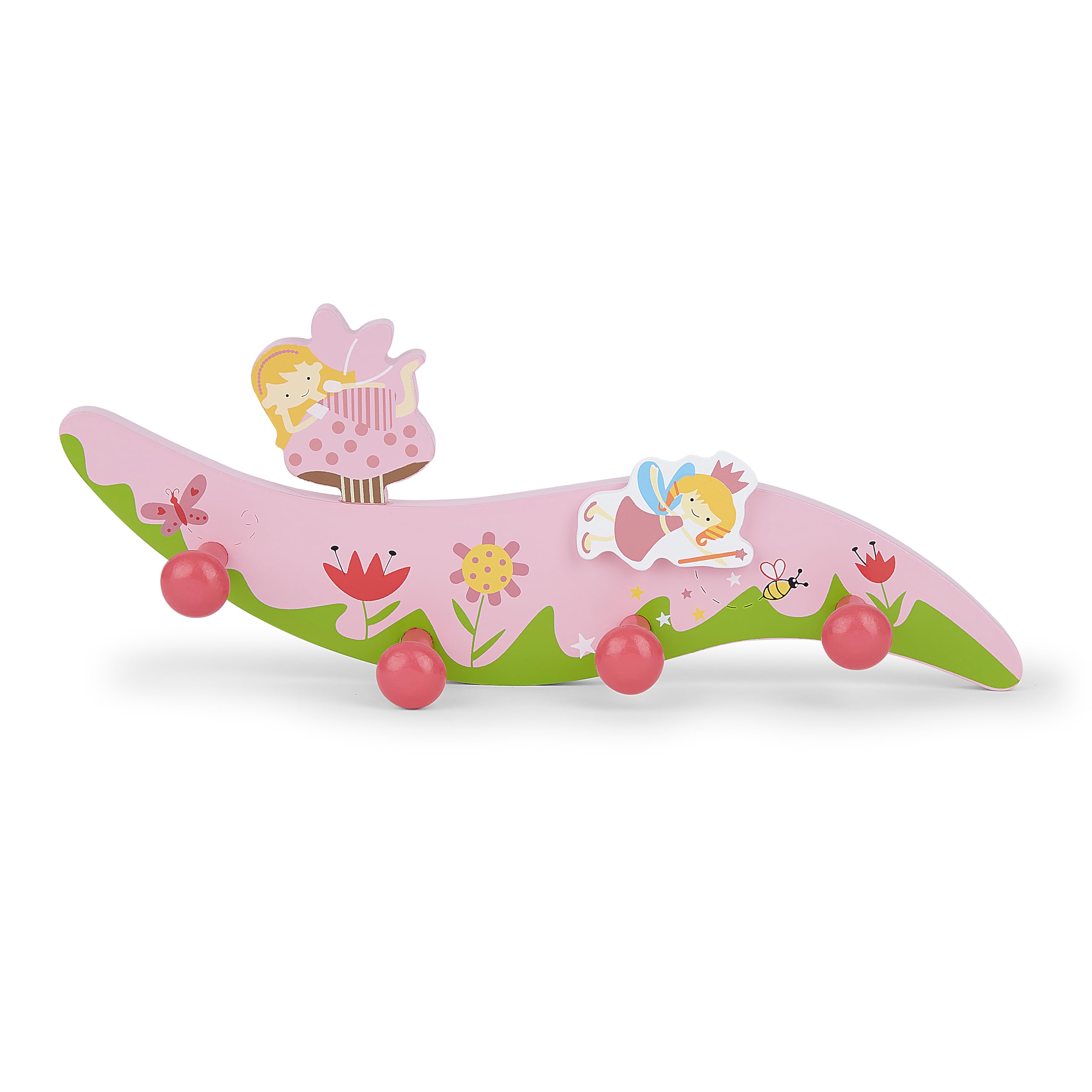 Mousehouse Gifts - Fairy Themed Coat Hooks for Enchanting Rooms, Wooden Wall Pegs for Girls' Bedrooms or Baby Nurseries
