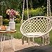 Showpin Hammock Chair Macrame Swing 330 Pound Capacity Handmade Hanging Swing Chair Prefect for Indoor/Outdoor Home Patio Deck Yard Garden Reading Leisure Cream