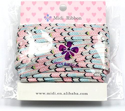 mdribbons 5/8 Inch 10 Yards Chevron Print FOE Elastic Ribbon-Blue Color-Design 23 (HT01-PG038-1996)