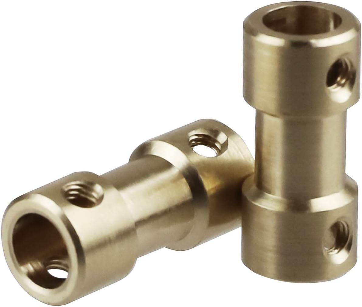 Xnrtop 6mm to 6mm Brass Connector Copper DIY Motor Flexible Shaft Coupling Joint Connector With Screws for RC Model Motor(10 of Pack) - - 