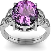 LMDPRAJAPATIS 5.25 Ratti 4.50 Carat Amethyst 925 Sterling Silver Ring Katela Original Certified Natural Amethyst Stone Ring for Men And Women