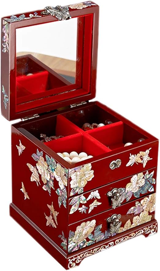 Amazon Com Hm Dx Vintage Wood Jewelry Box Drawers Colorful