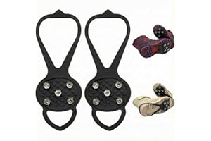1 Pair Kids Ice Cleats with 5 Steel Studs, Non-Slip Snow Grips Crampons for Shoes & Boots, Anti-Slip Shoe Grips for Walking o