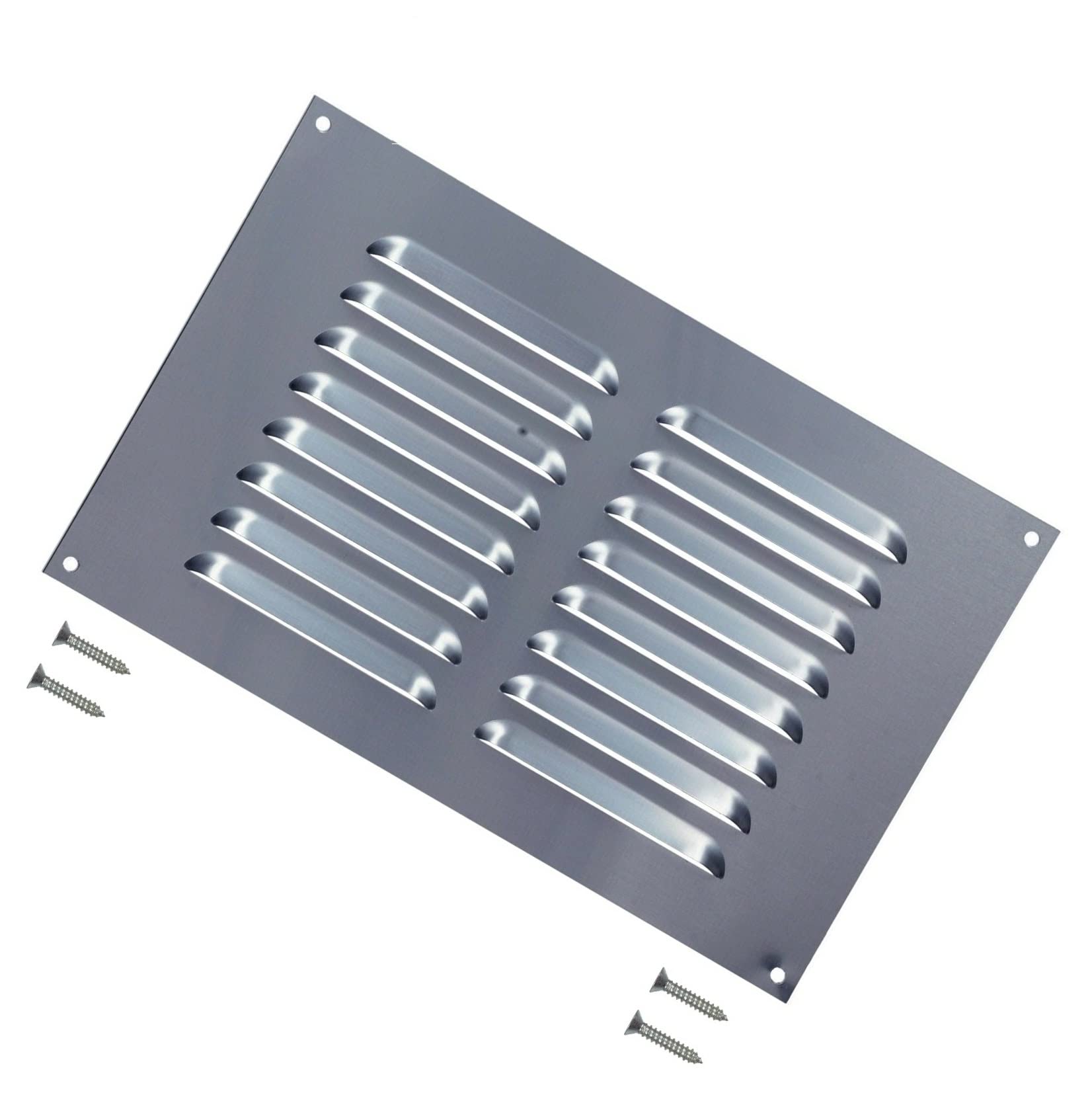 TERF® 9'' X 6'' Aluminium Louvre Air Vents 9'' X 6'' (225mm X 150mm) Grill Wall/Door Cover Ventilation Plate including Fixing Screw - Pack of 1