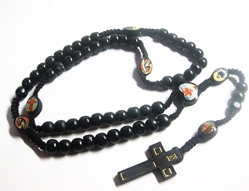 Amazon ロザリオネックレス ウッド木製 黒 マリア キリスト 十字架 クロス アクセサリー メキシコ雑貨 チカーノファッション B系 ヒップホップ サーフ サーファー ファッション メンズ レディース No1 ネックレス 通販