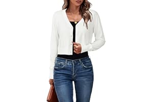 Newshows Womens 2025 Summer Cropped Cardigan Fashion Knit Bolero Shrug Long Sleeve V Neck Business Casual Sweater