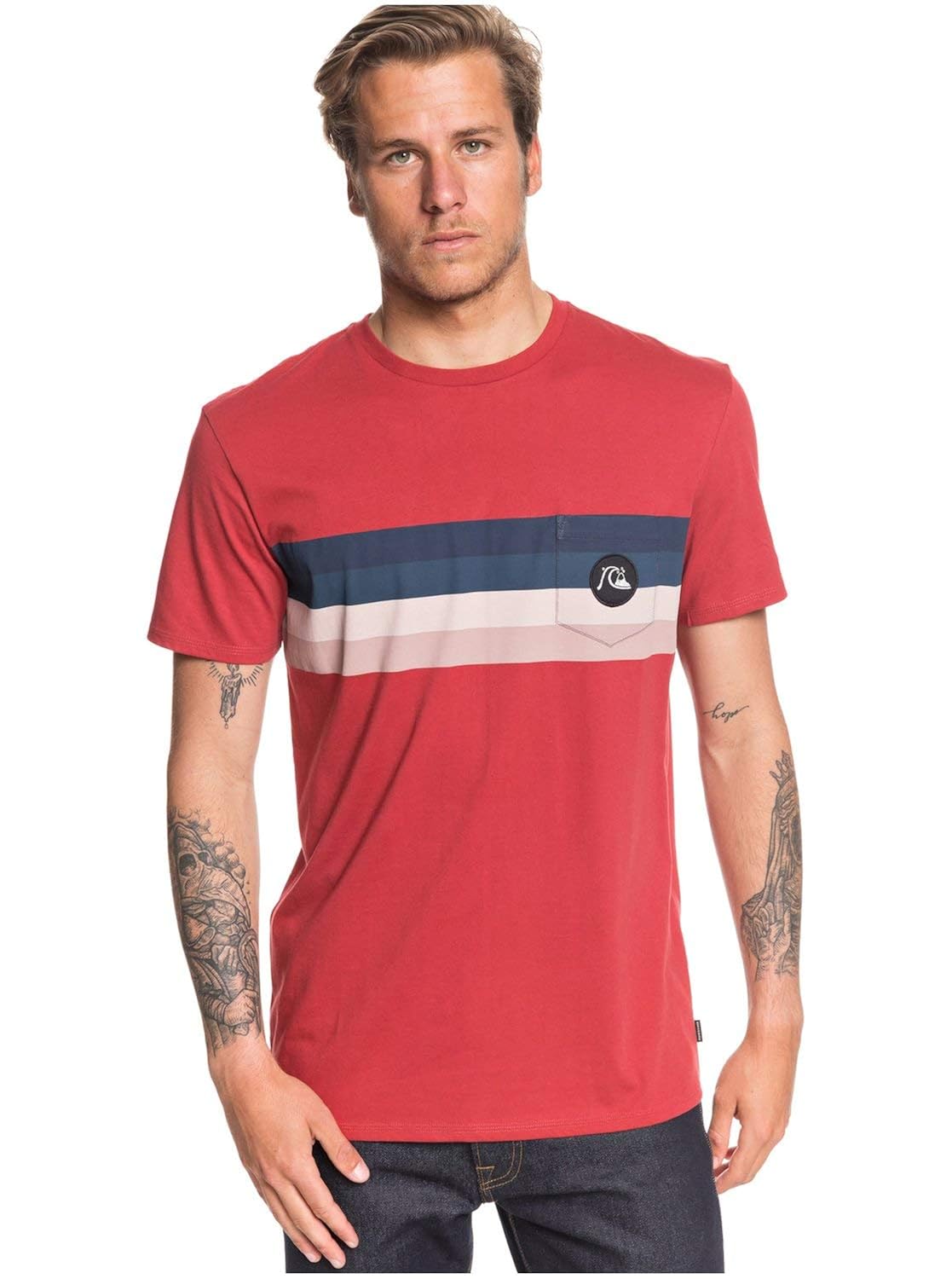 Quiksilver Mens Seasons Stripe Short Sleeve Tee Shops Clothing, Shoes