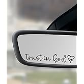 SCUARI 4PCS Car Stickers,Car Decals,Car Accessories Stickers and Decals,Trust in God Rearview Mirror Decal,Trust in God Automotive Mirror Decoration,Suitable for Most Car Truck SUV (Black)