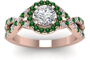 JewelryGift Choose Your Gemstone Entwined Halo Diamond CZ Ring rose gold plated Round Shape Halo Engagement Rings Minimal Modern Design Birthday Gift Wedding Gift US Size 4 to 12