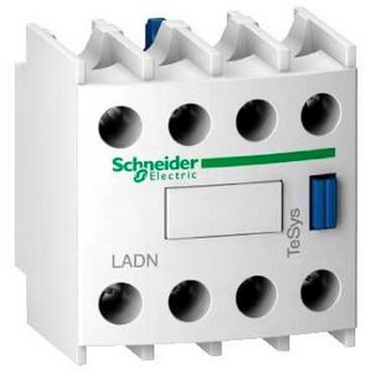 Schneider Electric, Auxiliary contact block, TeSys D, 2NO + 2NC, front mounting, screw clamp terminals, LADN22