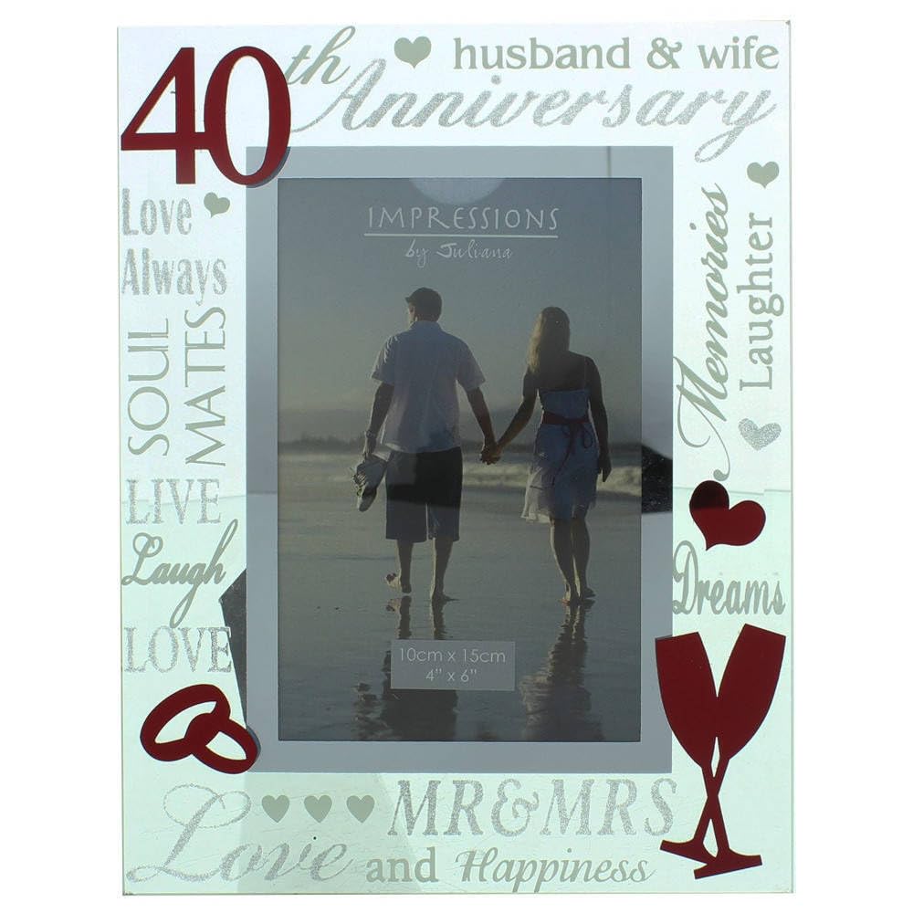 ukgiftstoreonline 40th Ruby Wedding Anniversary Photo Frame New Boxed
