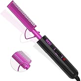 DAN Technology Dual Voltage Hot Comb for Wigs, Black Hair & Baby Hair, Ceramic Pressing Comb with Fine Back Teeth for Edges 30s Fast Heating Electric Straightener (430/450°F) Anti-Scald Folding Stand