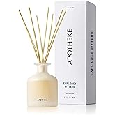 Apotheke Luxury Scented Reed Diffuser for Home, Earl Grey Bitters - 6.7 Fl Oz Essential Oil Aromatherapy - 10 Rattan Scent Sticks Room Diffuser - Long-Lasting Fragrance for Bedroom, Home, Bathroom