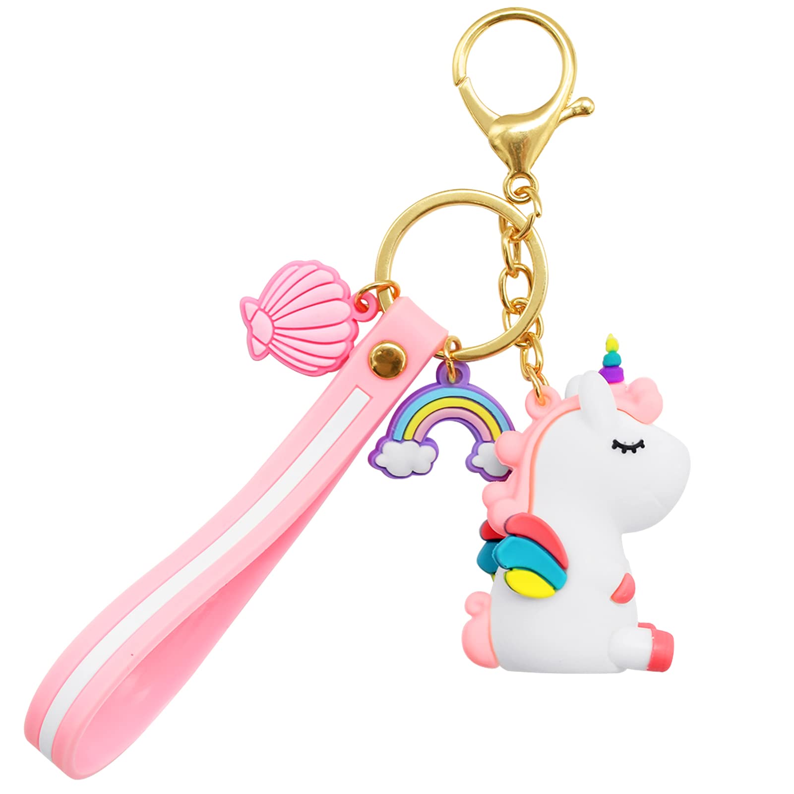 Hioph Unicorn Keyring, Lucky Rainbow Unicorn Keychain, Soft Silicone Cute Cartoon Key Chains, Bag Key Holder Rings Keyfob Accessories（Random Color）