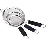 ZESPROKA Stainless Steel Fine Mesh Strainers Set of 3–Large, Medium & Small Sifters with Comfortable & Non Slip Handles – Ide